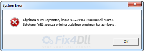 BCGCBPRO1800u100.dll puuttuu