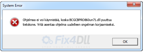 BCGCBPRO860un71.dll puuttuu