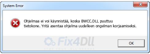 BWCC.DLL puuttuu
