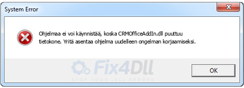 CRMOfficeAddIn.dll puuttuu