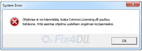 Common.Licensing.dll puuttuu
