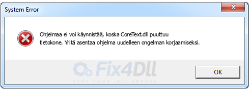 CoreText.dll puuttuu