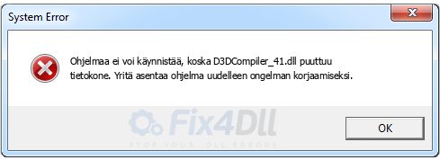 D3DCompiler_41.dll puuttuu