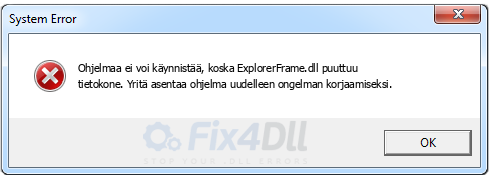 ExplorerFrame.dll puuttuu