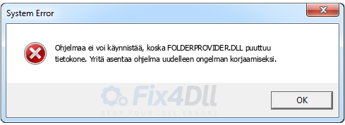 FOLDERPROVIDER.DLL puuttuu