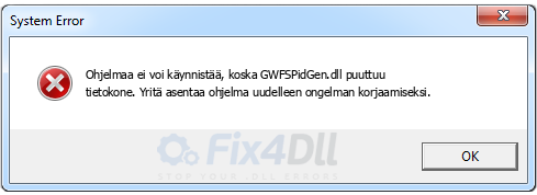 GWFSPidGen.dll puuttuu