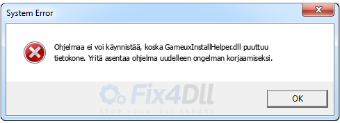 GameuxInstallHelper.dll puuttuu