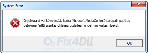 Microsoft.MediaCenter.Interop.dll puuttuu