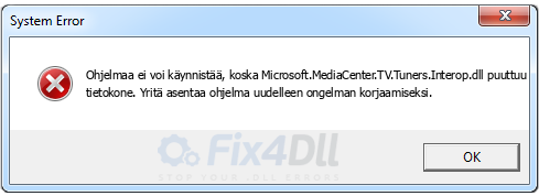 Microsoft.MediaCenter.TV.Tuners.Interop.dll puuttuu