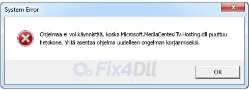 Microsoft.MediaCenter.iTv.Hosting.dll puuttuu
