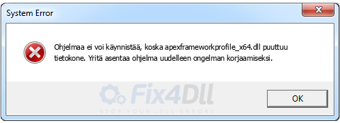 apexframeworkprofile_x64.dll puuttuu