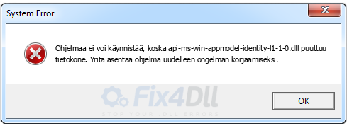 api-ms-win-appmodel-identity-l1-1-0.dll puuttuu