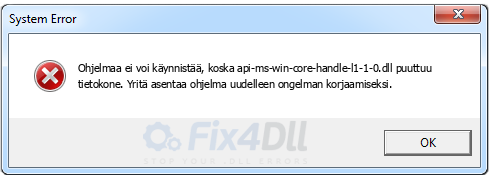 api-ms-win-core-handle-l1-1-0.dll puuttuu