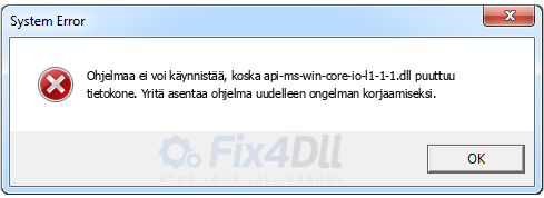 api-ms-win-core-io-l1-1-1.dll puuttuu