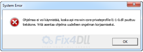 api-ms-win-core-privateprofile-l1-1-0.dll puuttuu