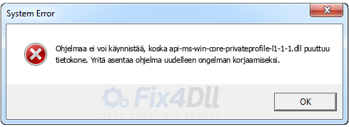 api-ms-win-core-privateprofile-l1-1-1.dll puuttuu