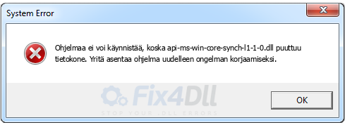 api-ms-win-core-synch-l1-1-0.dll puuttuu