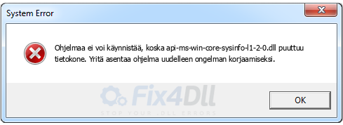 api-ms-win-core-sysinfo-l1-2-0.dll puuttuu