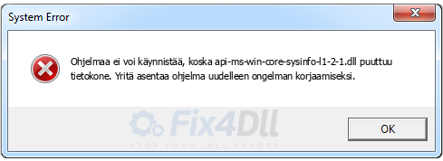 api-ms-win-core-sysinfo-l1-2-1.dll puuttuu