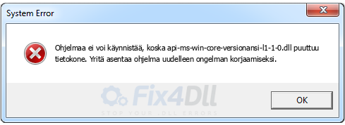 api-ms-win-core-versionansi-l1-1-0.dll puuttuu