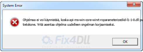 api-ms-win-core-winrt-roparameterizediid-l1-1-0.dll puuttuu