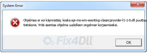 api-ms-win-eventing-classicprovider-l1-1-0.dll puuttuu