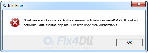 api-ms-win-ntuser-dc-access-l1-1-0.dll puuttuu