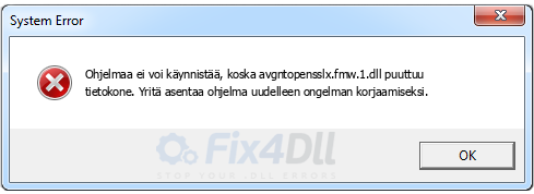 avgntopensslx.fmw.1.dll puuttuu