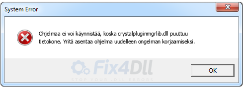 crystalpluginmgrlib.dll puuttuu