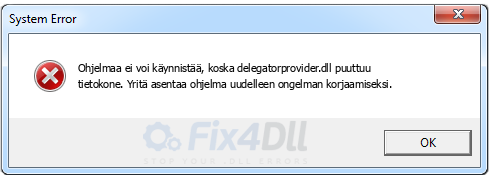 delegatorprovider.dll puuttuu