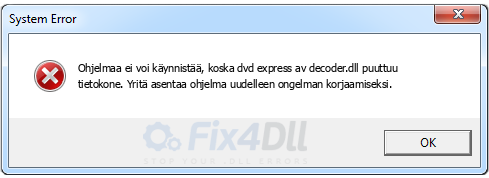 dvd express av decoder.dll puuttuu