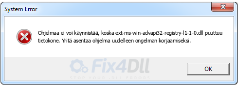 ext-ms-win-advapi32-registry-l1-1-0.dll puuttuu