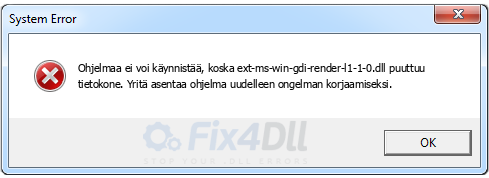 ext-ms-win-gdi-render-l1-1-0.dll puuttuu