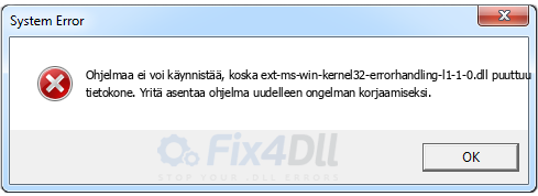 ext-ms-win-kernel32-errorhandling-l1-1-0.dll puuttuu