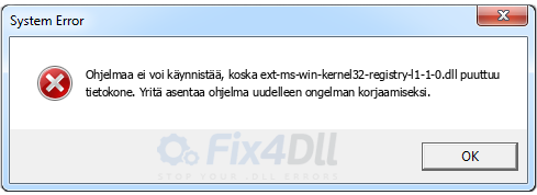 ext-ms-win-kernel32-registry-l1-1-0.dll puuttuu