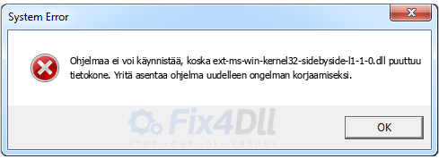 ext-ms-win-kernel32-sidebyside-l1-1-0.dll puuttuu