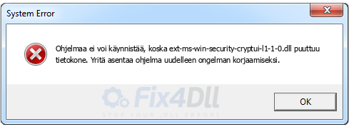 ext-ms-win-security-cryptui-l1-1-0.dll puuttuu