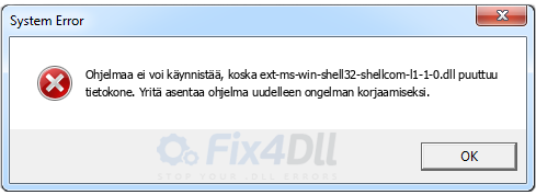 ext-ms-win-shell32-shellcom-l1-1-0.dll puuttuu