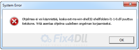 ext-ms-win-shell32-shellfolders-l1-1-0.dll puuttuu