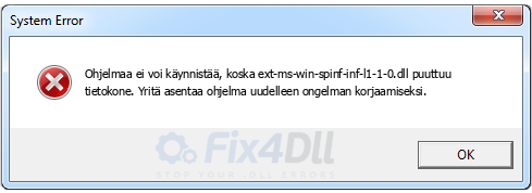 ext-ms-win-spinf-inf-l1-1-0.dll puuttuu