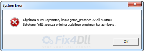 game_presence-32.dll puuttuu