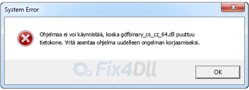 gdfbinary_cs_cz_64.dll puuttuu