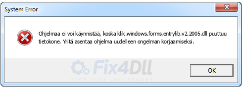 klik.windows.forms.entrylib.v2.2005.dll puuttuu