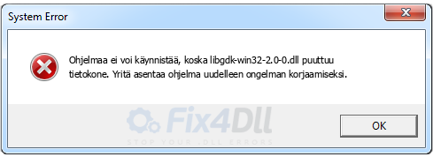 libgdk-win32-2.0-0.dll puuttuu