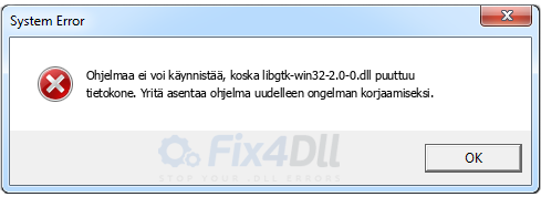 libgtk-win32-2.0-0.dll puuttuu