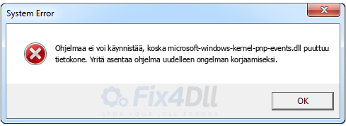 microsoft-windows-kernel-pnp-events.dll puuttuu