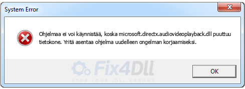 microsoft.directx.audiovideoplayback.dll puuttuu