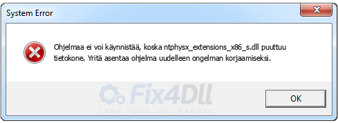 ntphysx_extensions_x86_s.dll puuttuu