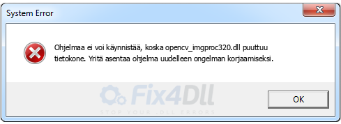 opencv_imgproc320.dll puuttuu
