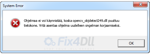 opencv_objdetect249.dll puuttuu